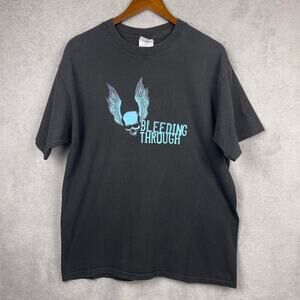 Vintage Bleeding Through T Shirt Mens SZ L Hardcore Metalcore Trustkill Punk Y2K